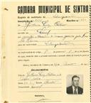 Registo de matricula de velocipedista em nome de Guilherme Luís Cartaxo, morador em Lourel, com o nº de inscrição 2011.