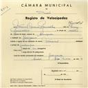 Registo de velocípede de marca Nacional, com o nº 4107, em nome de Manuel Correia Ramalho, morador em Godigana.