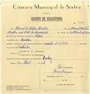 Registo de velocípede de marca Cuciolo, com o nº 7022, em nome de Manuel da Silva Malha, morador em Queluz.