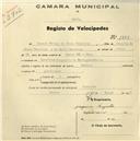 Registo de velocípede de marca Indiana, com o nº 1493, em nome de Leonel Filipe de Sousa Romeiras, morador em Lameiras.