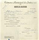 Registo de velocípede com o nº 5298, em nome de Vítor Joaquim Vida Larga, morador em Cabrela.