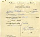 Registo de velocípede de marca Nacional, com o nº 9861, em nome de Amaro Sebastião Gaspar, morador em Morelena.