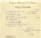 Registo de velocípede de marca EJF, com o nº 9883, em nome de Alfredo Silvestre Timóteo, morador em Anços.