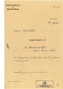 Construção de capela em Quinta das Tomadias, Colares em nome de Cornelio da Silva, com o Processo nº OB 38/1922, com a licença de construção nº 34 de 16/03/1922.