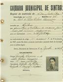 Registo de matricula de velocipedista em nome de Paulo de [Tarso] Pacheco Carneiro, morador em Sintra, com o nº de inscrição 1138.