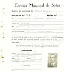 Registo de matricula de carroceiro em nome de Eduardo [...], morador em Janas, com o nº de inscrição 1931.