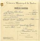 Registo de velocípede de marca Cuciolo, com o nº 7811, em nome de Joaquim Pedro Serrão, morador em Lameiras.