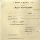 Registo de velocípede de marca Premier, com o nº 2759, em nome de Maria de Anunciação Pires dos Santos, moradora em Sintra.