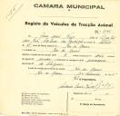 Registo de um veiculo de duas rodas tirado por dois animais de espécie muar destinado a transporte de mercadorias em nome de José dos Reis, morador em Rio de Mouro.