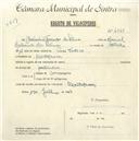 Registo de velocípede com o nº 4748, em nome de Belisário Ferreira da Silva, morador em Montelavar.