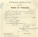 Registo de velocípede com o nº 3786, em nome de José Gonçalves Carvalho, morador em Francos.