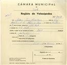 Registo de velocípede de marca Elite, com o nº 3492, em nome de António Jesus Anastácio, morador em Vila Verde.