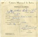 Registo de velocípede de marca Famel, com o nº 10099, em nome de José Guilherme Pombal, morador em Sintra.