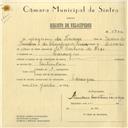 Registo de velocípede com o nº 5822, em nome de Joaquim da Fonseca, morador em Carenque.