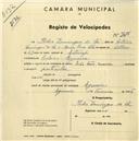 Registo de velocípede com o nº 2356, em nome de Ilídio Domingos de Sá, morador em Eugaria.