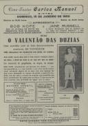 Programa do filme, comédia, "O Valentão das Dúzias" com a participação de Bob Hope e Jane Russel. 