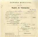 Registo de velocípede de marca Nacional, com o nº 3255, em nome de Frederico José Feijão, morador em Bolelas.