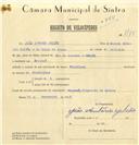 Registo de velocípede com o nº 7715, em nome de João António Julião, morador em Massamá.
