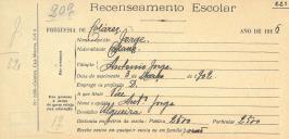 Recenseamento escolar de Jorge, filho de António Jorge, morador na Ulgueira.