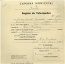 Registo de velocípede de marca Olympique, com o nº 1071, em nome de António Duarte Bernardes, morador em Pero Pinheiro.