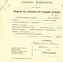 Registo de um veiculo de duas rodas tirado por um animal de espécie asinina destinado a transporte de mercadorias em nome de António Francisco Cipriano, morador em Cortegaça.