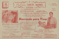 Programa do filme "Morrendo para Viver" com a participação de Victor Mature e Lizabeth Scott.