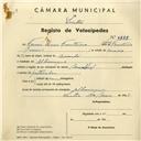Registo de velocípede com o nº 4227, em nome de Ferrer Luís Frutuoso, morador em Albarraque.