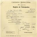 Registo de velocípede com o nº 2595, em nome de José Jacinto Teles, morador em Areias.