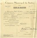 Registo de velocípede com o nº 6269, em nome de Francisco Bota Paulino, morador em Algueirão.
