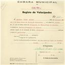 Registo de velocípede de marca Olympique, com o nº 115, em nome de António Pires Afonso, morador em Mucifal.
