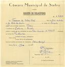 Registo de velocípede de marca Vilar com motor Cuciolo, com o nº 6422, em nome de Francisco da Silva Costa, morador em Banzão, Colares.