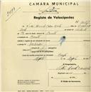 Registo de velocípede com o nº 2097 em nome de Vítor Manuel Baleia Costa, morador em Baratã.