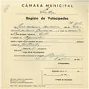 Registo de velocípede com o nº 4007, em nome de Luís António Cerdeira, morador em Algueirão.