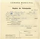 Registo de velocípede de marca Aprilia, com o nº 3364, em nome de António Francisco Jacinto, morador em Lage.