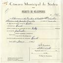 Registo de velocípede de marca Raleigh, com o nº 5123, em nome de Clarimundo Bandeira de Melo Emílio, morador em 