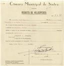 Registo de velocípede com o nº 8016, em nome de Alberto José Nogueira, morador em Tojeira.