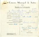Registo de velocípede de marca Sitta Credette, com o nº 8811, em nome de Sabino de Sousa Lourenço, morador em Lourel.