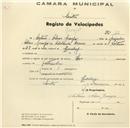 Registo de velocípede com o nº 42, em nome de Artur Alves Granjo, morador em Queluz.