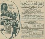 Programa do filme "Nossa Senhora de Paris" com a participação de Charles Laughton, Sir Cedric Hardwicke, Thomas Mitchell, Maureen O'Hara, Edmond O'Brien, Alan Marshal, Walter Hampden e Katharine Alexander. 