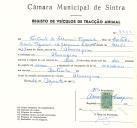 Registo de um veiculo de duas rodas tirado por dois animais de espécie asinina destinado a transporte de mercadorias em nome de Fortunato da Assunção Figueiredo, morador em Almoçageme.