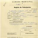 Registo de velocípede de marca Helios, com o nº 1969, em nome de João António de Almeida Justo, morador em Casa dos Rapazes, Vinagre.
