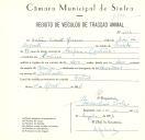 Registo de um veiculo de duas rodas tirado por dois animais de espécie asinina destinado a transporte de mercadorias em nome de António Vicente Governo, morador em Cortesia.