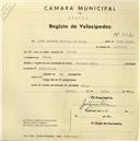 Registo de velocípede de marca Piramed Cicles, com o nº 2621, em nome de João Alberto Pantoja de Brito, morador em Belas.