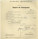 Registo de velocípede de marca Starley, com o nº 112, em nome de Joaquim de Almeida Freire, morador em Assafora.