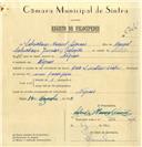 Registo de velocípede de marca Raio com motor, com o nº 6744, em nome de Salvador Manuel Simões, morador em Negrais.