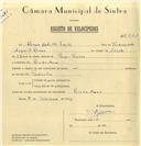 Registo de velocípede com o nº 6621, em nome de Renon Achille Emile, morador em Rio de Mouro