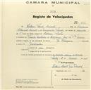Registo de velocípede com o nº 846, em nome de António Simões Capote, morador na Vivenda Martinho, Estefânia.