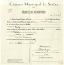 Registo de velocípede de marca Vilar com motor, com o nº 5204, em nome de Carlos Manuel Raposo de Paiva, morador em Queluz.