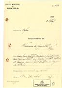 Construção de uma casa na Azóia em nome de Francisco de Carvalho com o Processo OB nº 163/1923, com a licença de construção nº 142 de 27/04/1923.