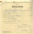 Registo de velocípede de marca Império, com o nº 7616, em nome de António Manuel de Jesus do Cabo, morador em Tala.